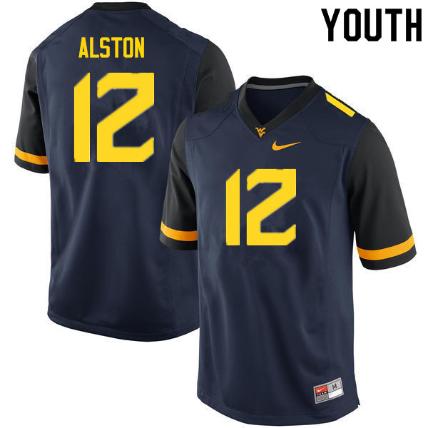 NCAA Youth Taijh Alston West Virginia Mountaineers Navy #12 Nike Stitched Football College Authentic Jersey GR23F62KI